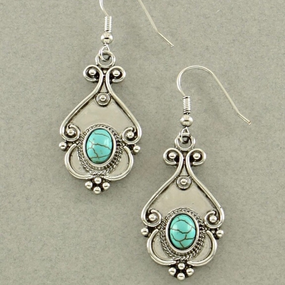 Boho turquoise blue earrings